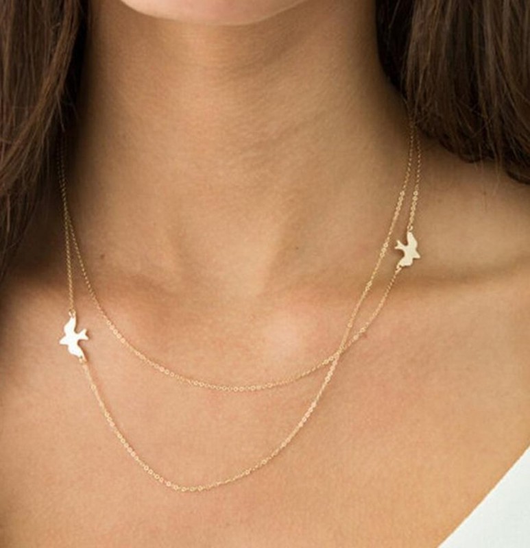 Everly Sparrow Bird Floating Layered Necklace